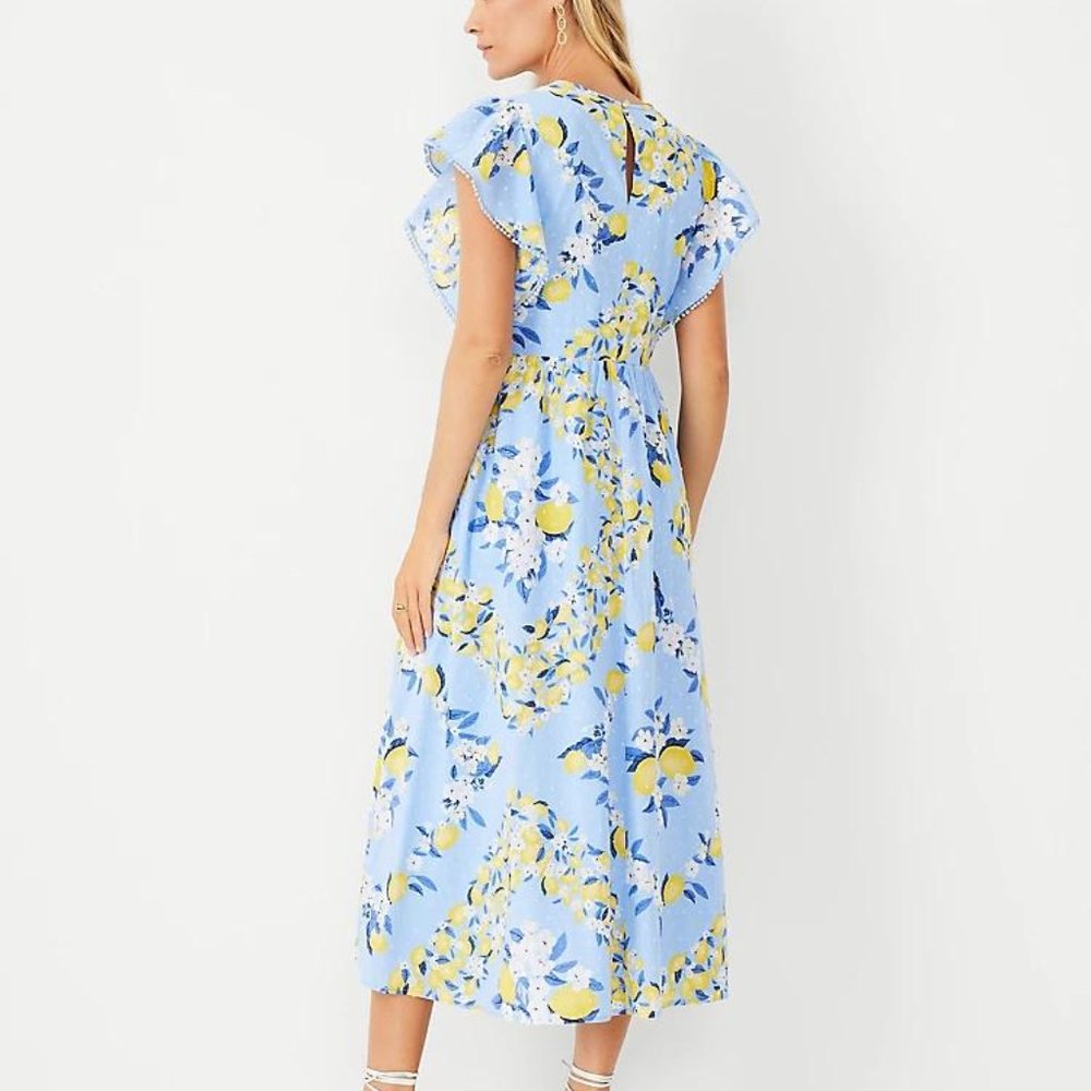 Ann Taylor Lemon Ruffle Sleeve Maxi Dress Ann Taylor - Picture 2 of 3